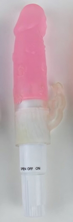 Розовый мини-вибратор с клиторальным отростком - 17 см. (Цвет: розовый)