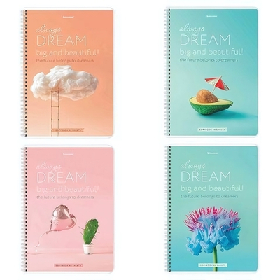 Тетрадь А4 80л. клетка "Dream" скоба, обложка картон, в ассортименте (BRAUBERG)