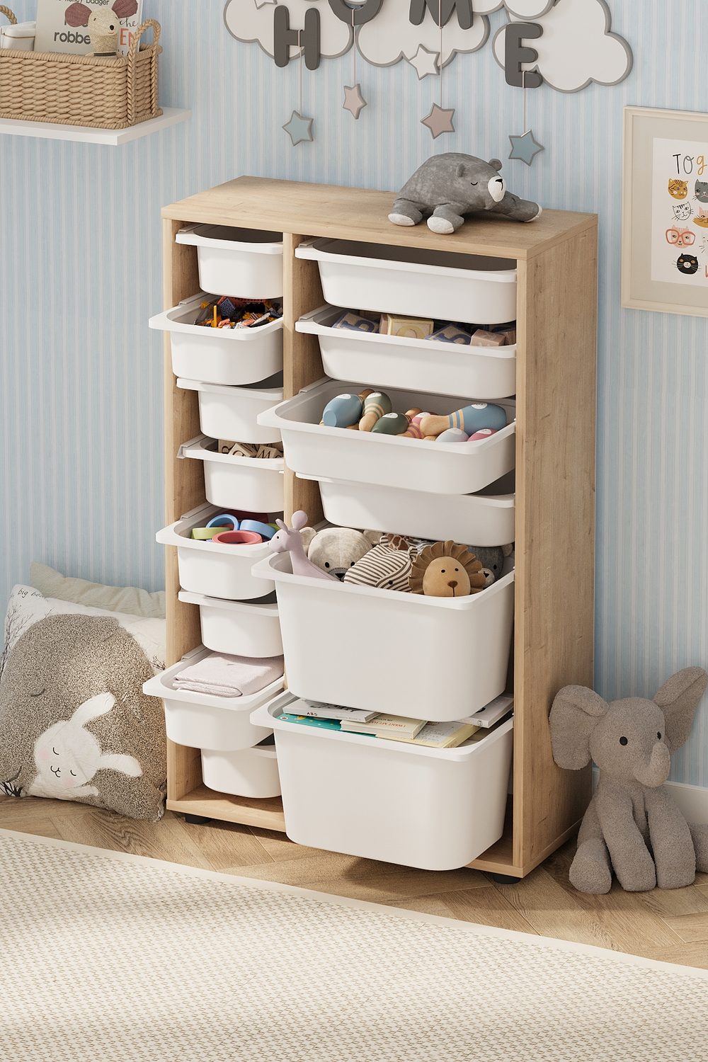 Стеллаж с ящиками RUYA - дуб