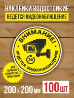 Наклейка Ведется видеонаблюдение 200х200 мм 100 шт