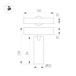 Светильник MAG-SPOT-ZOOM-25-R35-7W Warm3000 (BK, 20-55 deg, 24V) (Arlight, IP20 Металл, 5 лет) 052346