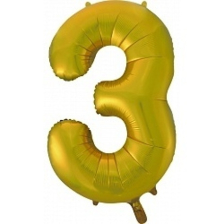 Шар (34"/86 см) Цифра, 3, Золото