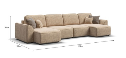 П-образный диван Кинг Модуль Велюр Роял шампань