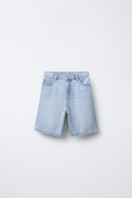 ZARA ДЖИНСОВЫЕ БЕРМУДЫ RELAXED BAGGY, ГОЛУБОЙ