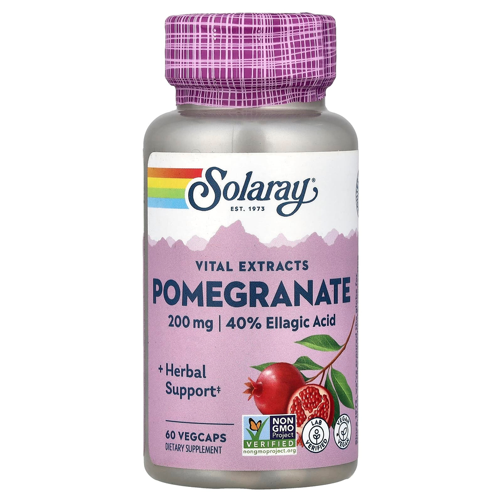 Solaray, Vital Extracts, гранат, 60 растительных капсул