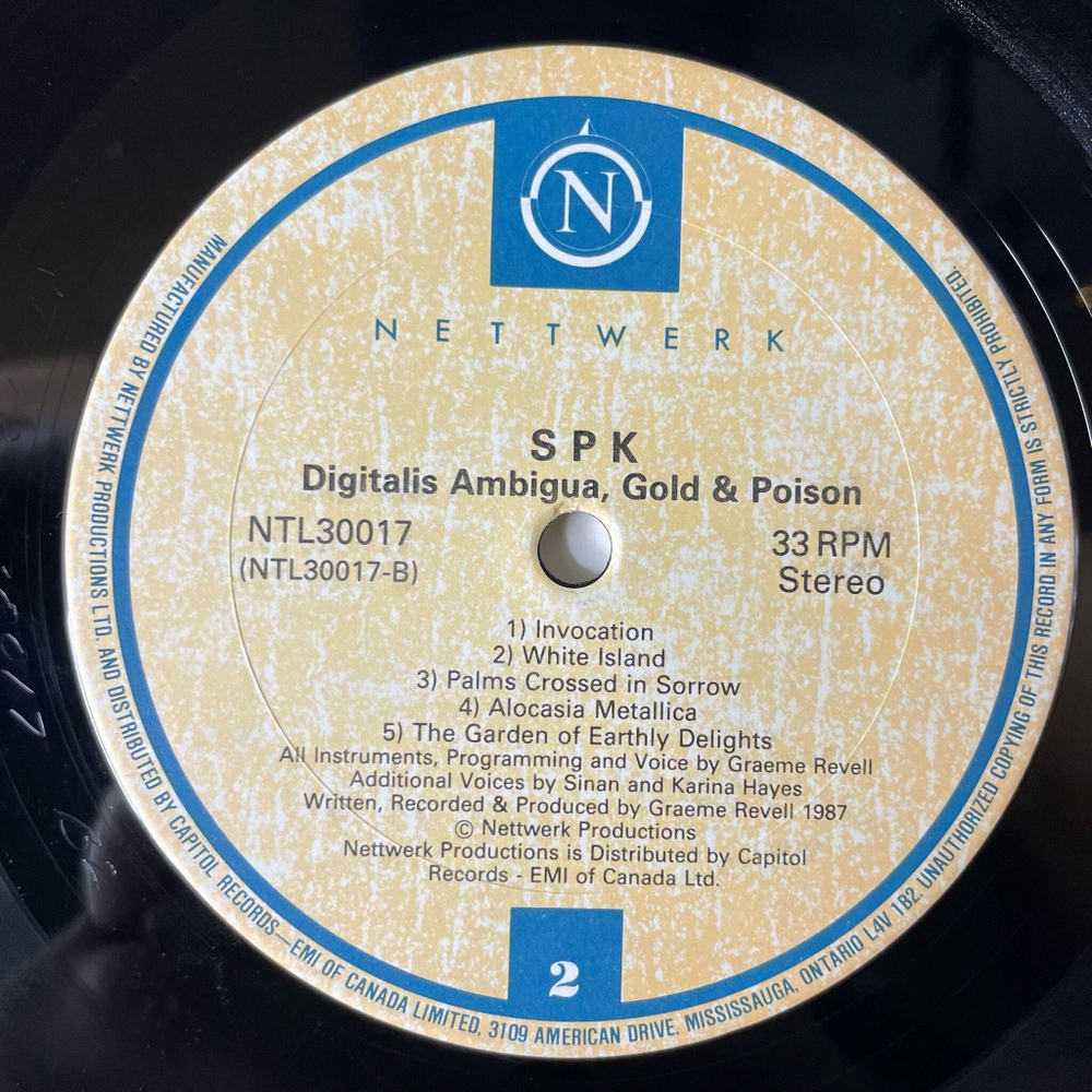 Винтажная виниловая пластинка LP SPK Digitalis Ambigua, Gold And Poison (Canada 1987)