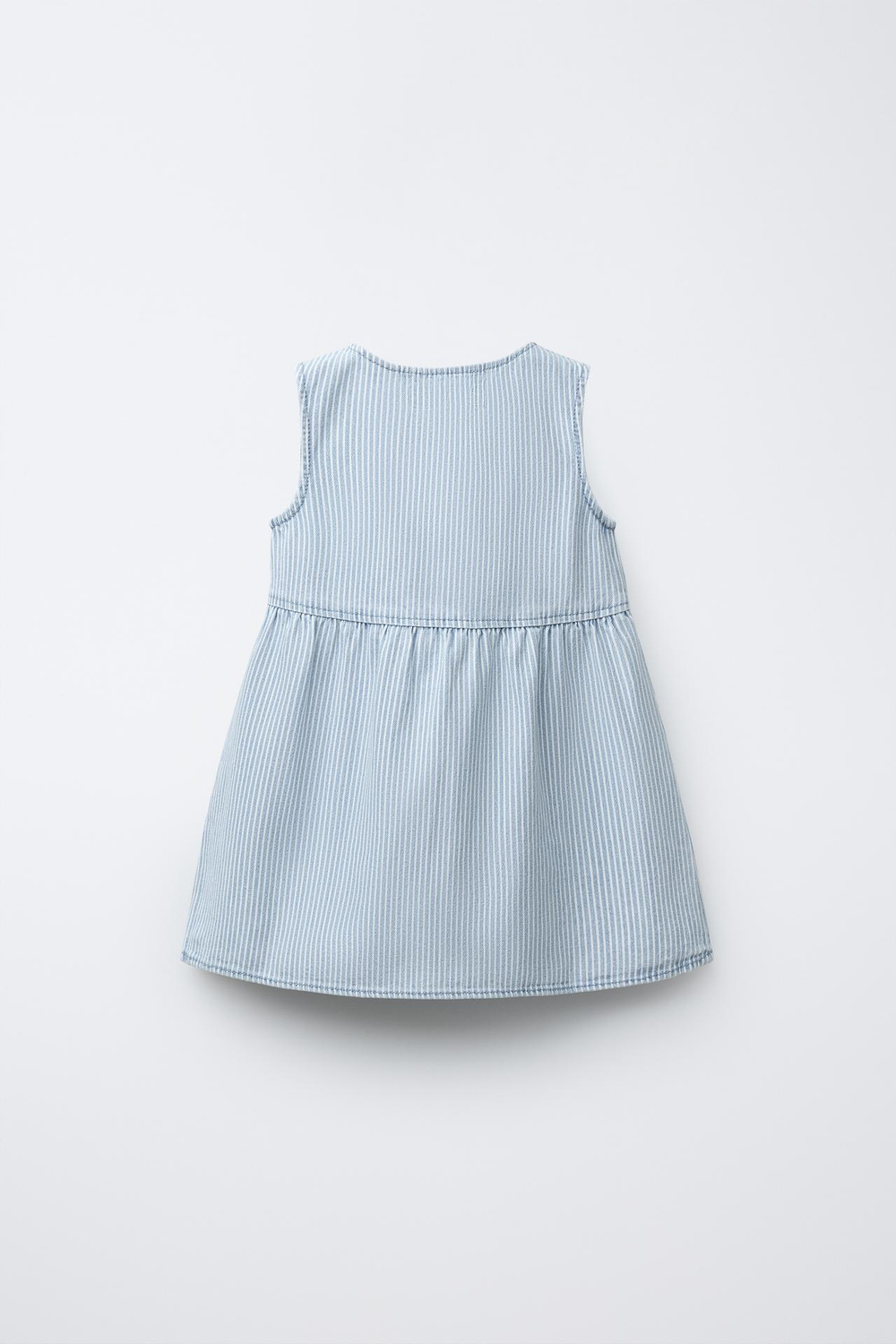 ZARA ПЛАТЬЕ В ПОЛОСКУ ИЗ ТВИЛА, ЭКРЮ/СИНИЙ