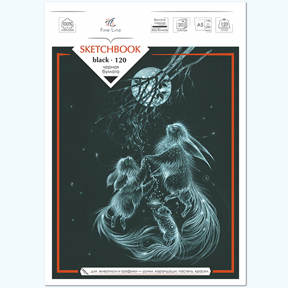 Блокнот-скетчбук  SKETCHBOOK BLACK А5 на скрепке