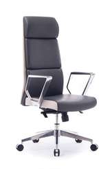 Кресло офисное  Лондон ЛЮКС  хром  темно серая+светло серая (вставки) экокожа