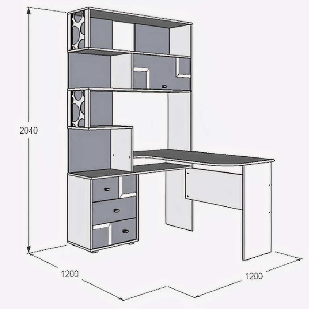 Уголок школьника Омега 16 стол писменный с надстройкой угловой левый