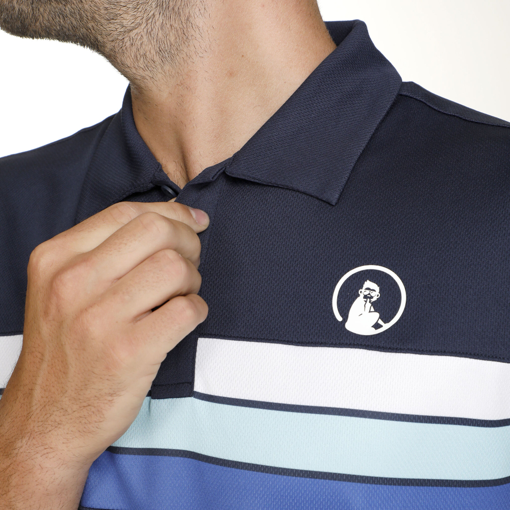 Мужское теннисное поло Quiet Please Ocean Block Stripe Tournament Polo Men - Blue