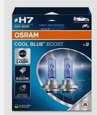 Автолампа H7 12V 80W (PX26d) Osram 5500K COOL BLUE BOOST (62210CBB-2HB) (карт уп) к-т ORIGINAL