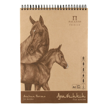 Альбом для эскизов "Арабчики", А4, с картонной подложкой на пружина 50л, 70г/м