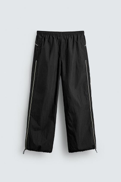 ZARA БРЮКИ-ДЖОГГЕРЫ ИЗ ВЫСОКОТЕХНОЛОГИЧНОЙ ТКАНИ С КОНТРАСТНЫМИ ДЕТАЛЯМИ, ЧЕРНЫЙ
