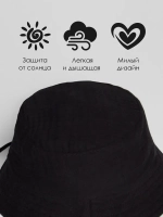 Черная детская панама на лето с завязками