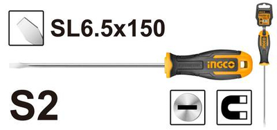 Oтвертка плоская SL6.5x150 мм INGCO HS686150 INDUSTRIAL