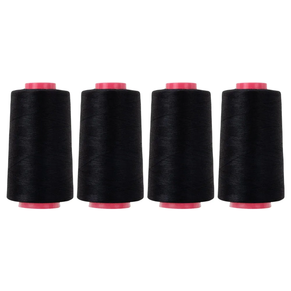 Нитки швейные 40/2 5000 ярд. (4572 м), Набор 4 черных, DEVELIA (Девелиа), 665428