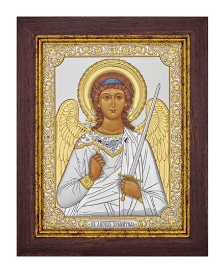 Ангел Хранитель, икона прямоугольная в рамке под стеклом, красное дерево 232х280