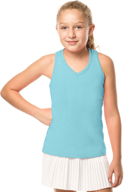 Футболка для девочки теннисная Lucky in Love Core V-Neck Cutout Tank Girls - ocean