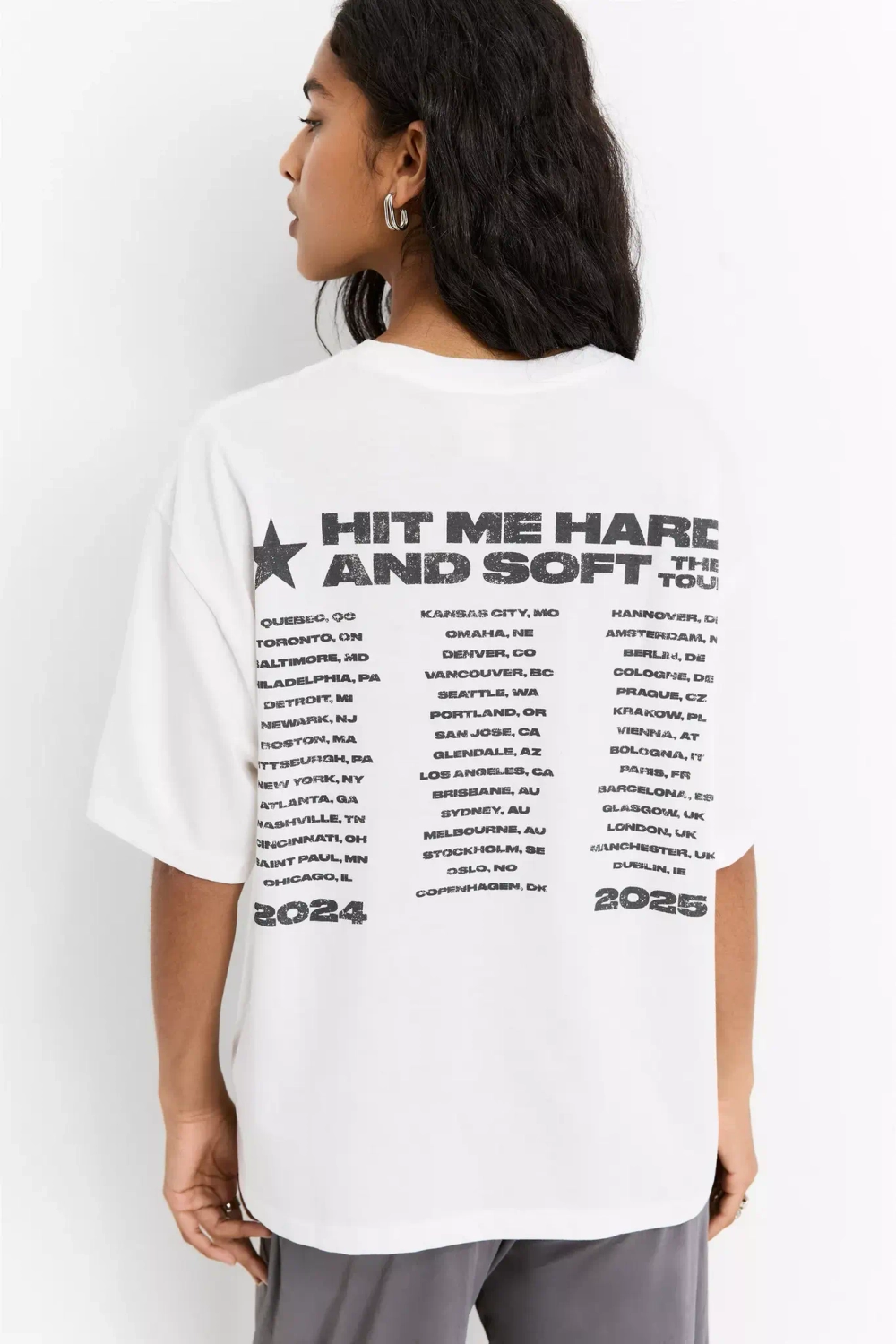 PULL&BEAR Футболка с принтом Billie Eilish, белый