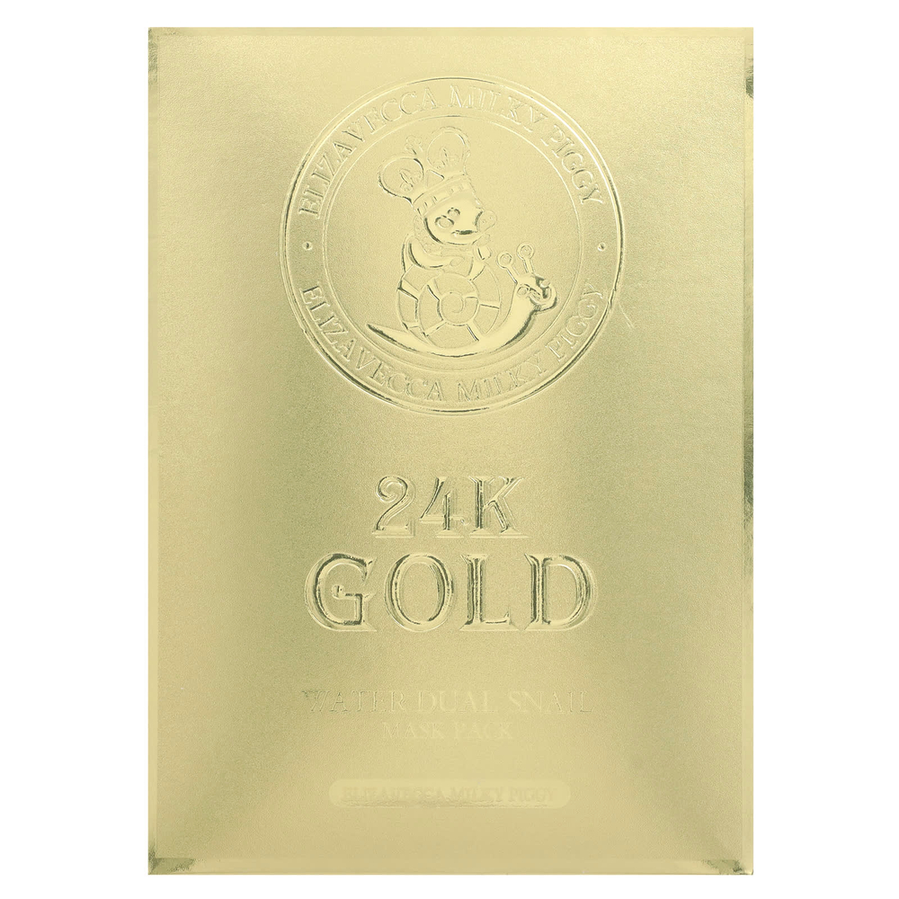 Elizavecca, Milky Piggy, 24-каратное золото, двойная водная маска с муцином улитки, 10 шт. по 25 г (0,88 унции)