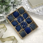 Набор елочных украшений VELOUR «Восточная ночь» 6 см (набор 12 шт), Сапфир