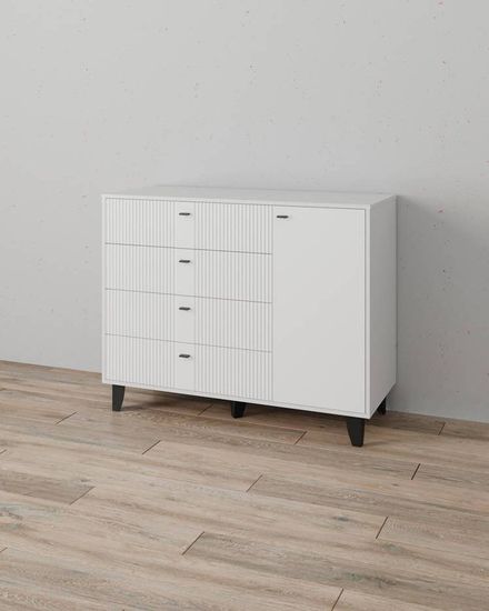 Комод КАТРИН-13 белый / белый / МДФ белый снег