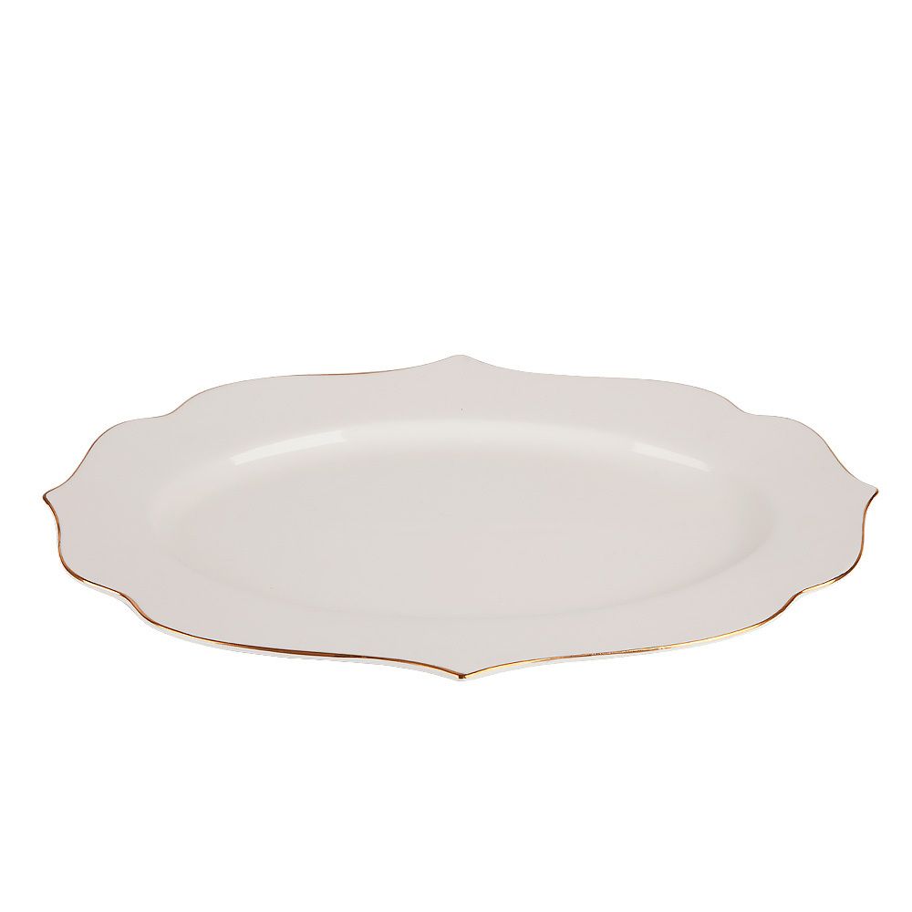 Блюдо " " 35х25,7х2,5см с золотой окантовкой (min6) (фарфор) (без упаковки)