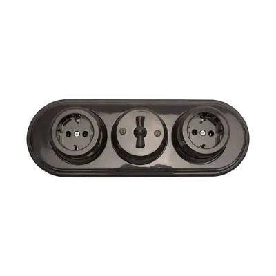 Ретро пластиковая розетка EDISEL Basic коричневая ( 2 шт )