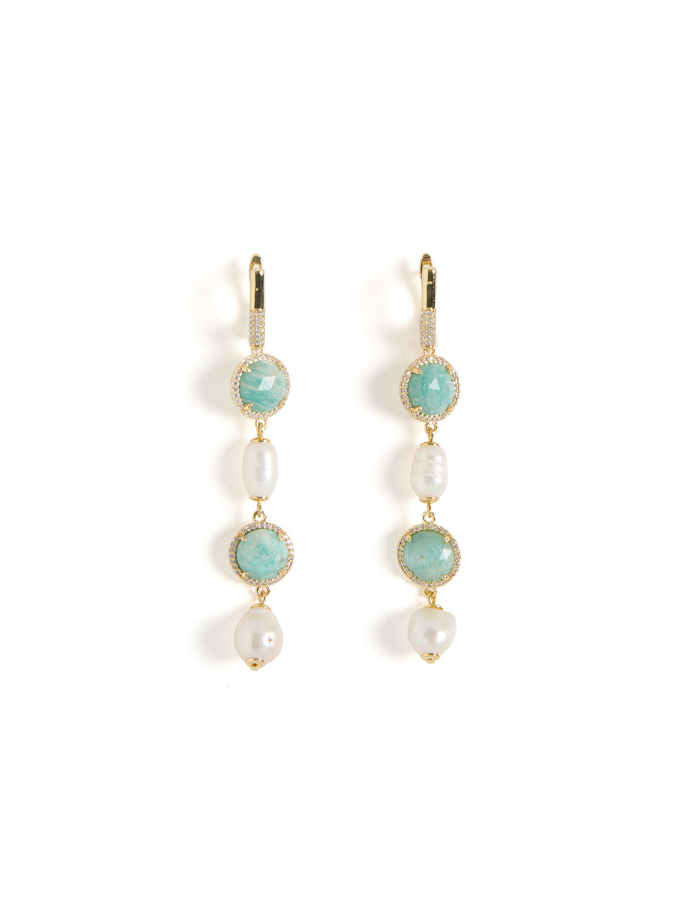 Серьги "Royal pearl amazonite" Gold