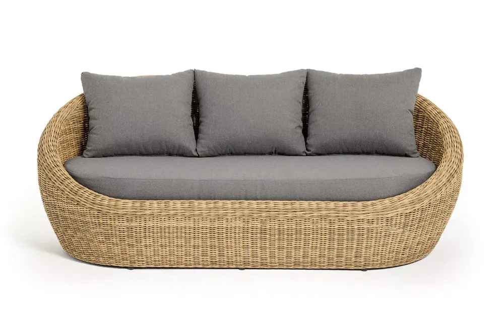 "Барселона" диван из искусственного ротанга трехместный, цвет соломенный