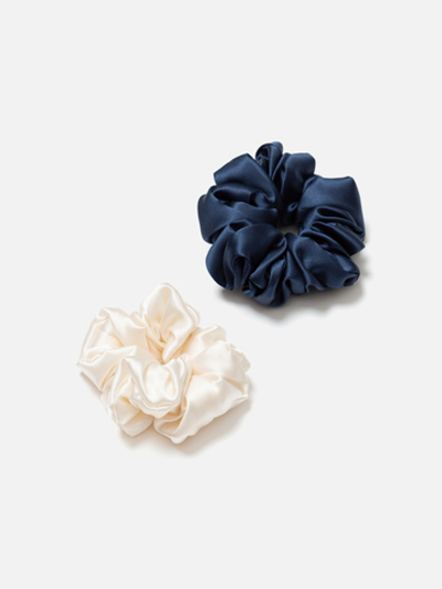 Резинки для волос большие MILKY WHITE DARK BLUE