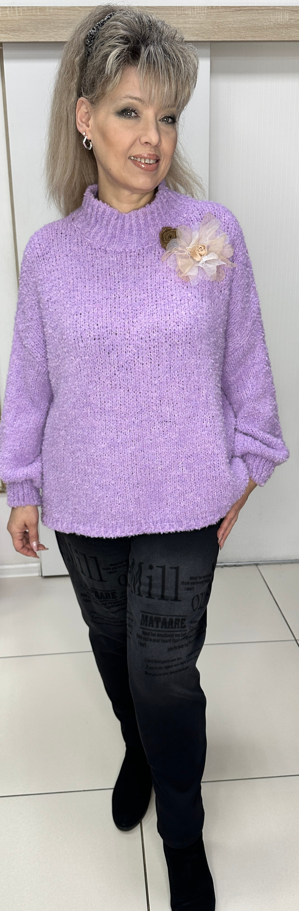 Буклированный джемпер в лавандовом цвете