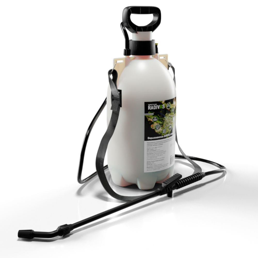 Опрыскиватель RADIVAS 5л, помповый (ремень, пневматический насос, гибкий шланг)