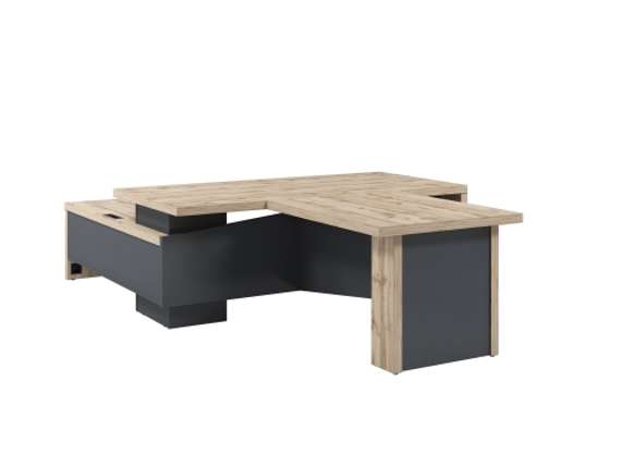 Стол правый 2000х2000х750 с опорной тумбой, блоком розеток и брифингом 1150 T-820R.1000-02