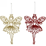 Подвески в блестках «Снежная фея» 14 см (набор 2шт), красный/золото
