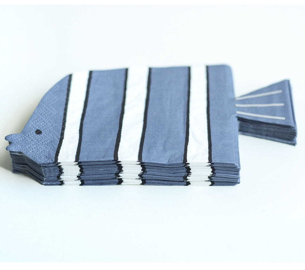 Салфетка бумажная 33x33 Arya home Fish синяя