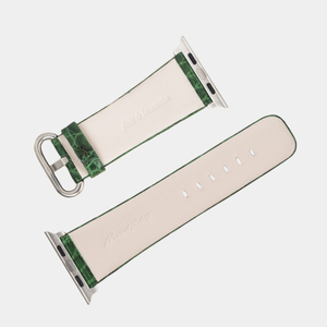 Ремешок для Apple Watch 44/45/46 mm из кожи аллигатора, цвета зеленый лак