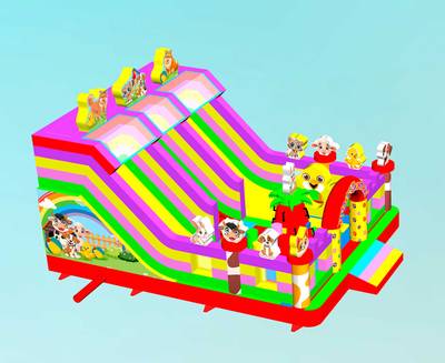 Коммерческий надувной батут «Весёлая компания»,  8*6*5 м.