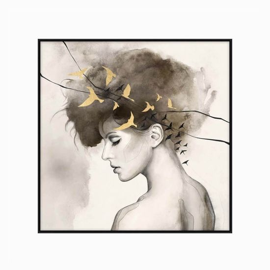 Постер Lady with Birds 100х100