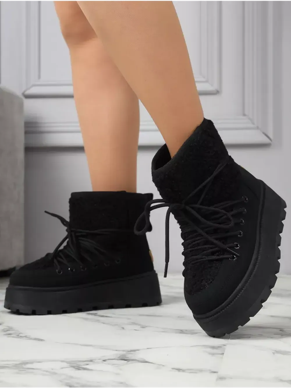 Зимние угги натуральный мех на платформе