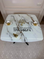 Кухонный раздвижной стол "Танго", белый мрамор