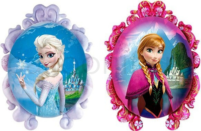 Шар (34''/86 см) Фигура, Зеркало, Холодное сердце, Эльза и Анна, 1 шт.