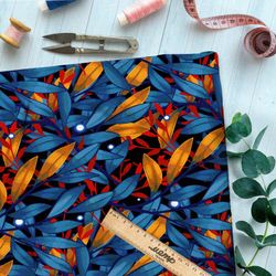 Ткань шелк Армани листья в стиле маугли