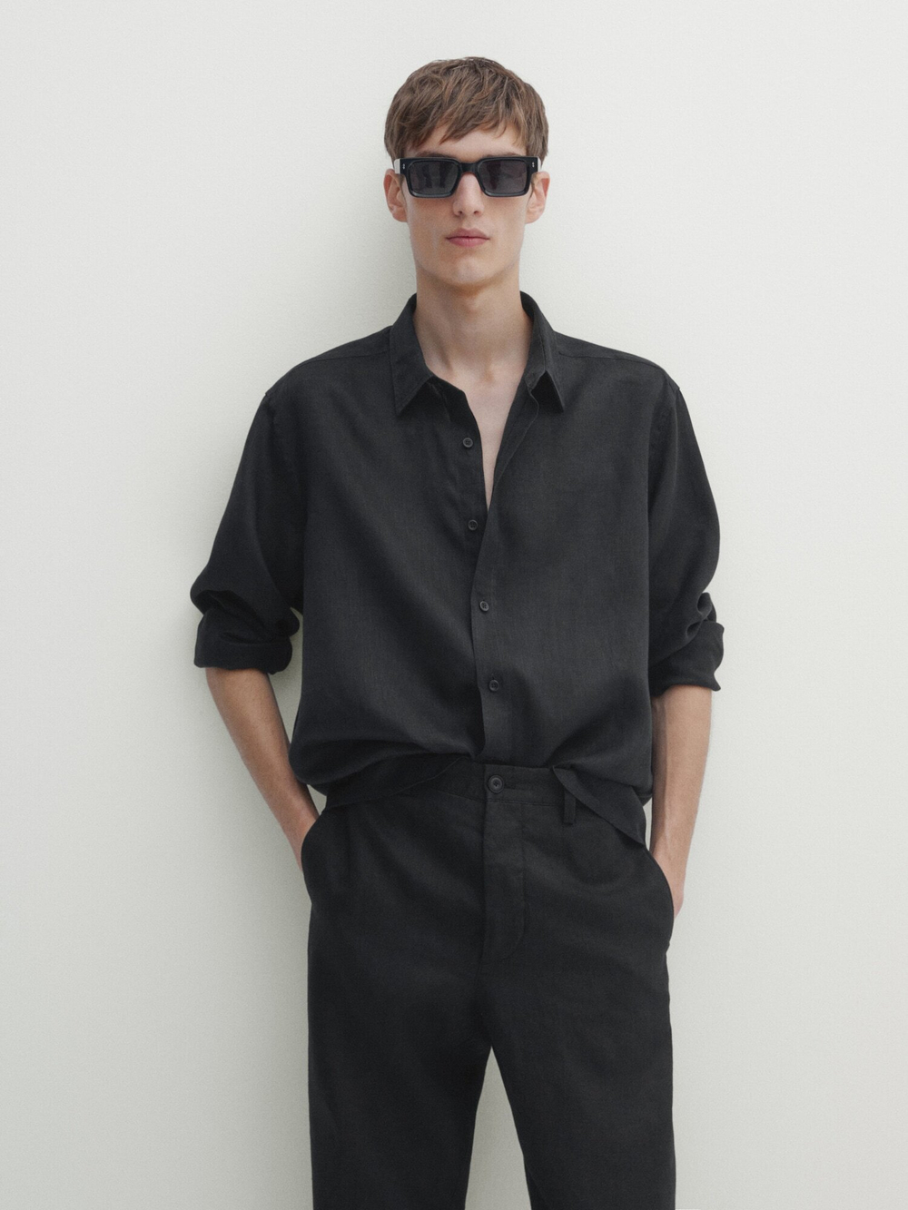 Massimo Dutti Брюки из 100% льна, черный