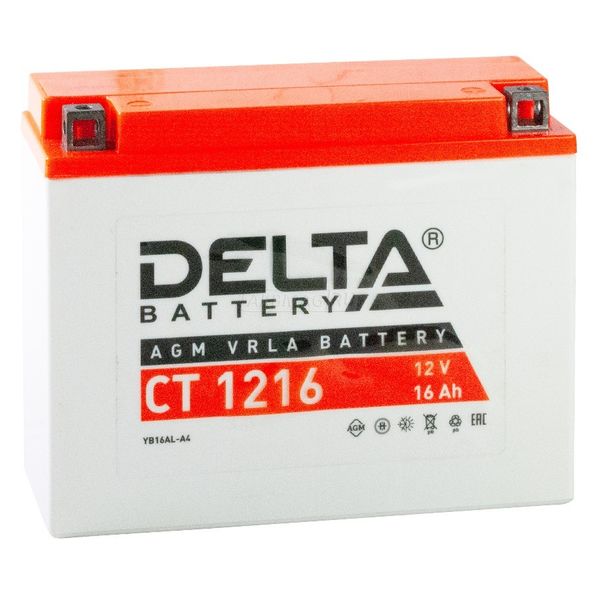 Аккумулятор для мототехники DELTA CT 1216 200 А обр. пол. 16 Ач (YB16AL-A2)