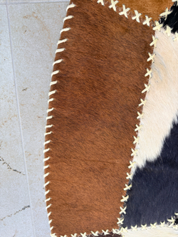 Ковер круглый натуральный на пол / Телячья шкура / 140см