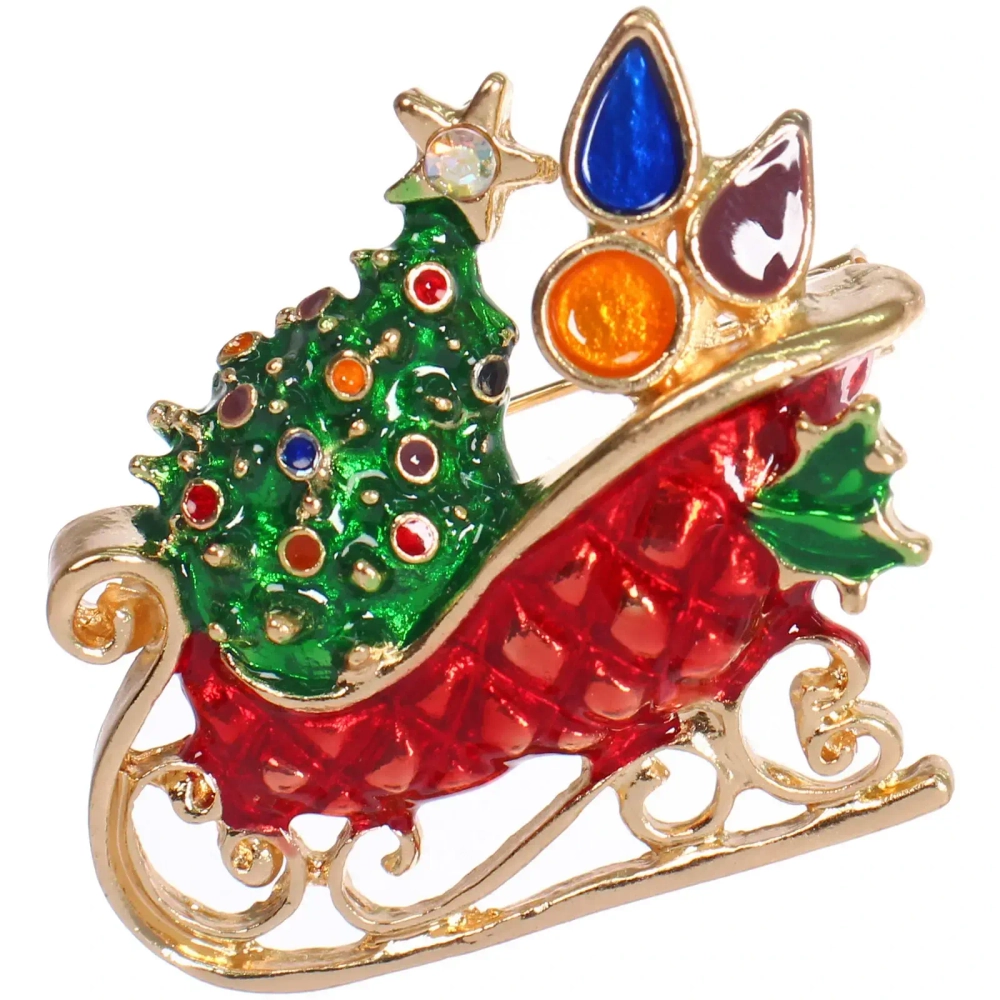 Брошь новогодняя «Best Podarok - Сани с ёлкой», см