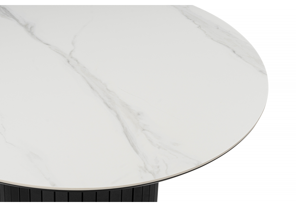 Керамический стол Woodville Гравент 90 белый мрамор snow white, черный
