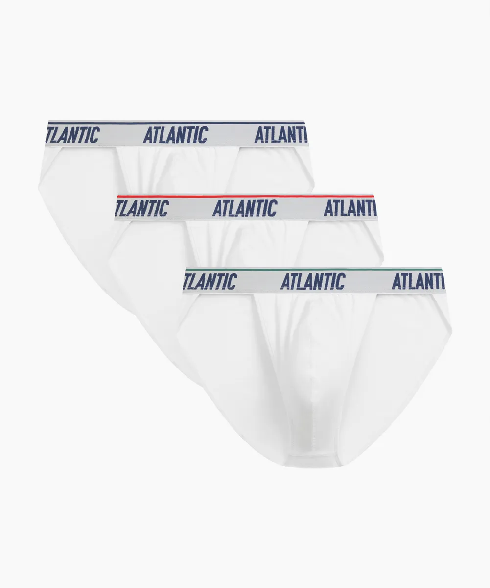Мужские трусы слипы танга Atlantic, набор 3 шт., хлопок, белые, 3MP-220